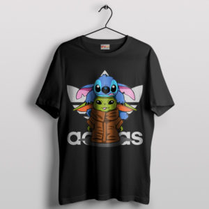 Interstellar Cuteness Stitch Baby Yoda Black T-Shirt