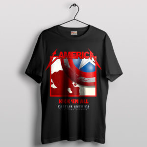 Kick 'Em All Captain America Metal Black T-Shirt