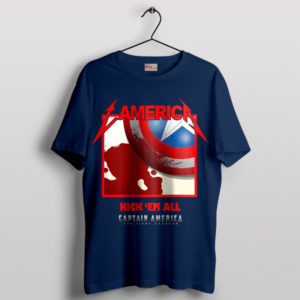 Kick 'Em All Captain America Metal Navy T-Shirt