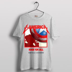 Kick 'Em All Captain America Metal Sport Grey T-Shirt