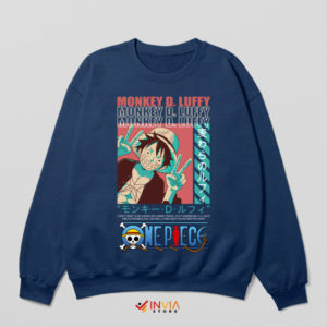 Luffy's Way of Peace Hand Sign Navy Sweatshirt