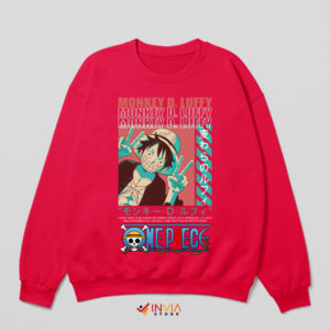 Luffy's Way of Peace Hand Sign Red Sweatshirt