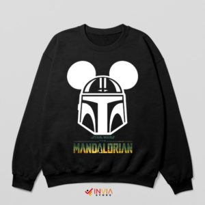 Mandalorian Helmet Mickey Mouse Black Sweatshirt