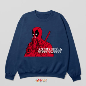 Marvel Deadpool Studio Ghibli Meme Navy Sweatshirt