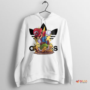 Mushroom Kingdom Mario Bros Action White Hoodie