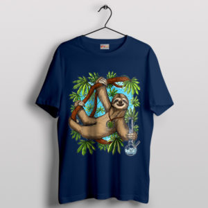 Nature's Slow Dance Sloth and Weed Navy T-Shirt