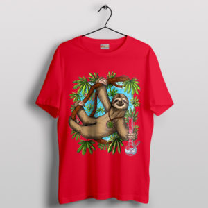 Nature's Slow Dance Sloth and Weed Red T-Shirt