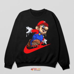 Neon Mushroom Trippy Mario Bros Black Sweatshirt