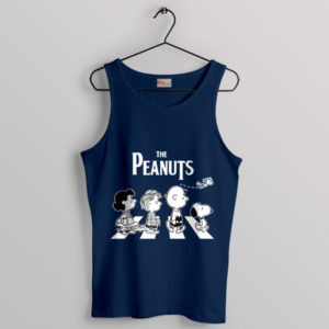 Playful Nod to Abbey Road Peanuts Navy Tank Top