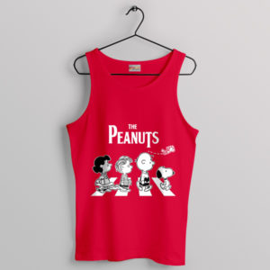 Playful Nod to Abbey Road Peanuts Red Tank Top