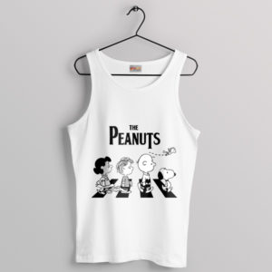 Playful Nod to Abbey Road Peanuts White Tank Top