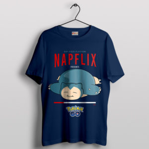 Pokemon Snorlax Marathon on Napflix Navy T-Shirt