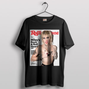 Pop Icon Miley Cyrus Rolling Stone Black T-Shirt