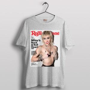 Pop Icon Miley Cyrus Rolling Stone Sport Grey T-Shirt