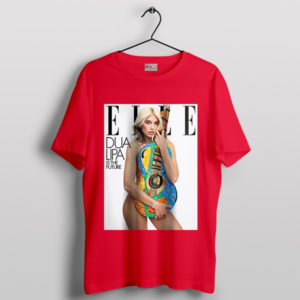 Pop Star Glamour Dua Lipa Elle Cover Red T-Shirt