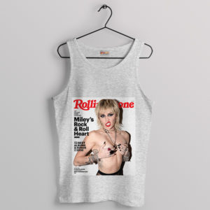 Pop Star Style Miley Cyrus Rolling Stone Sport Grey Tank Top