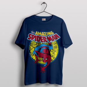 Retro Amazing Spider-Man Comic Art Navy T-Shirt