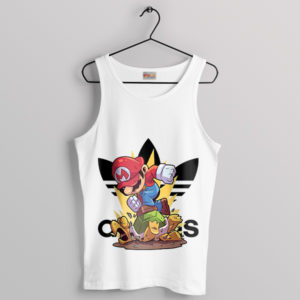 Retro Runners Mario Bros Action White Tank Top