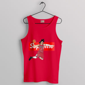 Saiyan Dunk Contest Goku and Chicago Bulls Red Tank Top