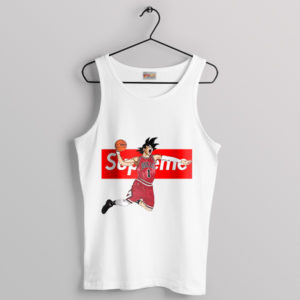 Saiyan Dunk Contest Goku and Chicago Bulls White Tank Top