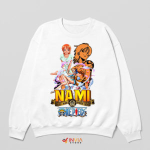 Set Sail with Nami One Piece White Sweatshirt