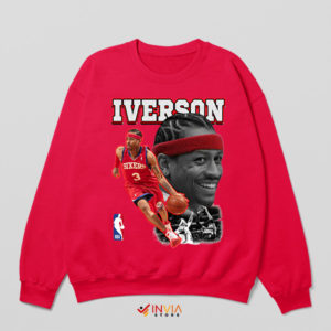 Sixers Swag Allen Iverson Artistry Red Sweatshirt