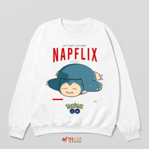 Sleepy Pokémon Snorlax's Napflix White Sweatshirt