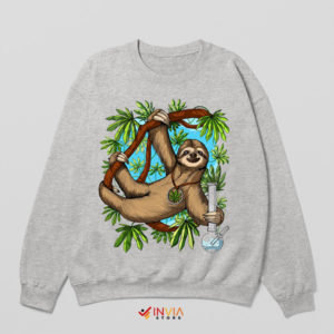 Sloth Hanging from Tree with Weed Sport Grey Sweatshirt