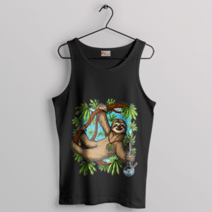 Sloth's High Life Tree-Hanging Weed Black Tank Top