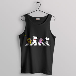 Snoopy Dogs Friends On Abbey Road Black Tank Top