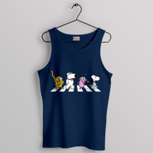 Snoopy Dogs Friends On Abbey Road Navy Tank Top