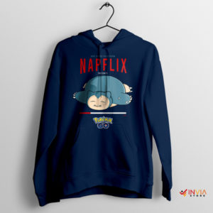 Snorlax Snooze Fest Napping on Napflix Navy Hoodie