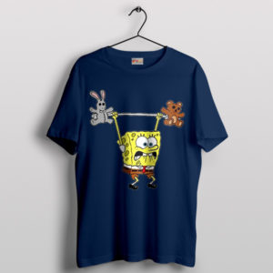 SpongeBob Gets Pumped Weightlifting Navy T-Shirt