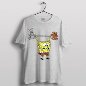 SpongeBob Gets Pumped Weightlifting Sport Grey T-Shirt