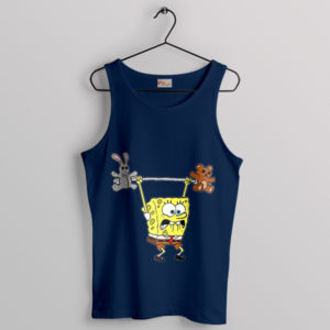 SpongeBob's Gains Journey Weightlifting Navy Tank Top