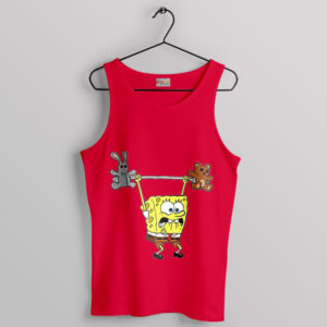 SpongeBob's Gains Journey Weightlifting Red Tank Top