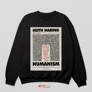 Springtime Harmony Keith Haring Art Black Sweatshirt