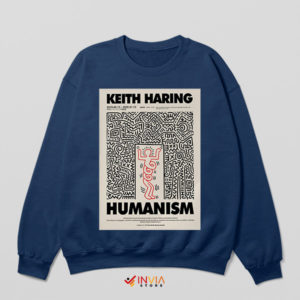 Springtime Harmony Keith Haring Art Navy Sweatshirt