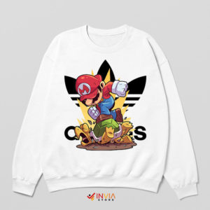 Step Back in Time Mario Bros Action White Sweatshirt