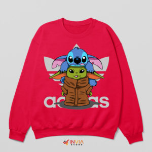 Stitch and Baby Yoda Adventure Red Sweatshirt