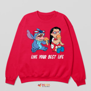 Stitch's Guide to Living Your Best Life Red Sweatshirt