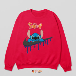 Stitch's Swoosh Masterpiece Nike Red Sweatshirt