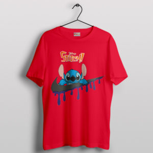 Stitch's Swooshed Stroll Nike Art Red T-Shirt