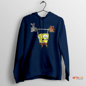 Stronger Than Krabby SpongeBob Weightlifting Navy Hoodie