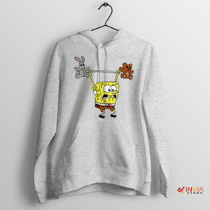 Stronger Than Krabby SpongeBob Weightlifting Sport Grey Hoodie