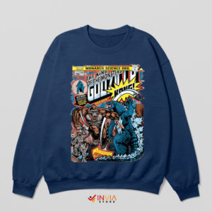 Titanic Battle Godzilla vs Kong Comic Book Navy Sweatshirt