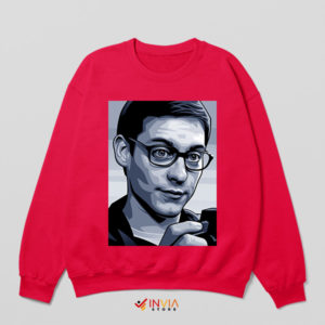 Tobey Maguire Spider-Man Portrait Red Sweatshirt