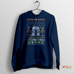 Ugly Christmas Festive Force with Din Djarin Navy Hoodie