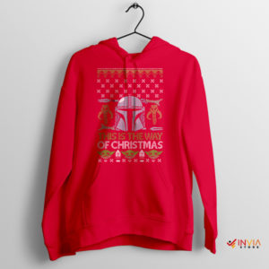 Ugly Christmas Festive Force with Din Djarin Red Hoodie