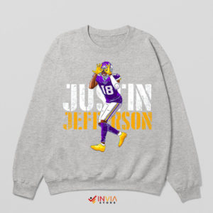 Vikings' Bright Star Justin Jefferson Sport Grey Sweatshirt